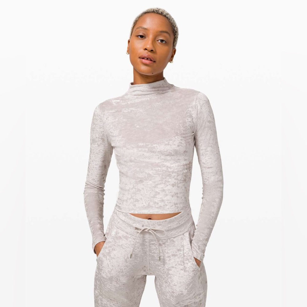 Lululemon All Aligned Mock Neck Long Sleeve Crushed Velvet, Size 2